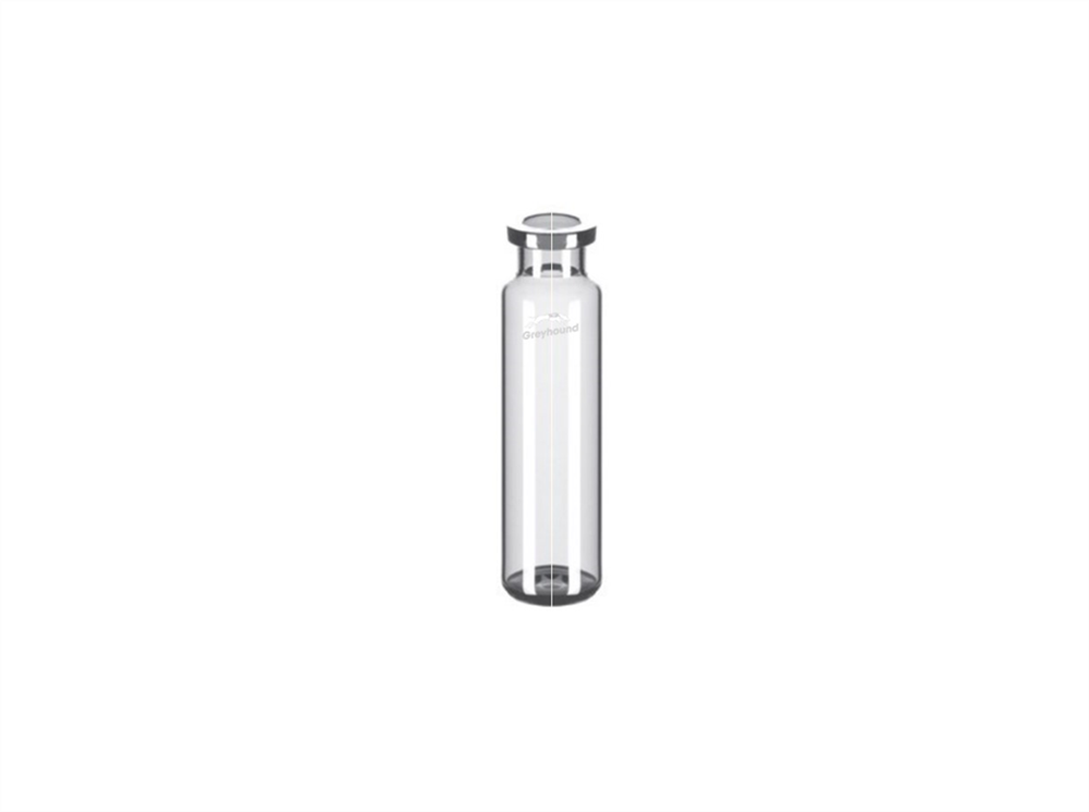 Picture of 20mL Headspace Vial, Crimp Top, Clear Glass, Rounded Bottom, 20mm DIN Flat Edge Crimp, Q-Clean
